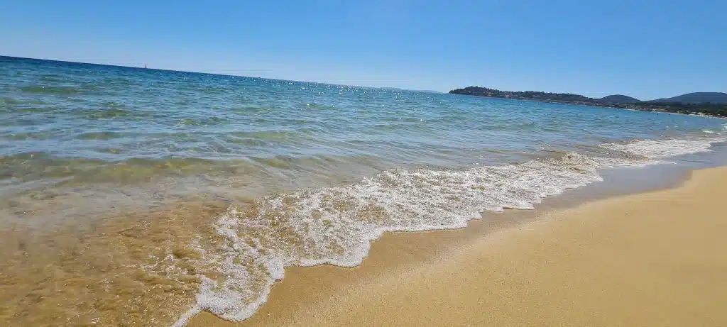Vagues douces sur plage de sable doré